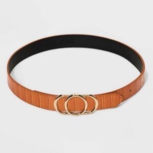 Women's Size S Small Triple Plaque Belt A New Day Cognac